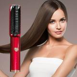 Portable Cordless Mini Hair Straightening And Curling Comb Curling And Straightening Dual Purpose Cordless Hair Straightening Comb Cordless Hair Straightening Comb Red And White