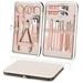 Manicure Set Professional Manicure Kit 18 in 1 Stainless Steel Nail Kit Pedicure Kit Nail Scissors Cuticle Trimmer Nail Care Set with Leather Case Portable Travel Home Rose Gold