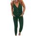 Singreal Women s Summer Casual Jumpsuits Wrap V Neck Sleeveless One Piece Pants Romper with Pockets