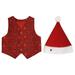 kpoplk Baby Girls Boys Christmas Outfit Toddler Boys Girls Christmas Prints Party Vest Hat Outfit Set Red 8-10 Y