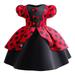 Rovga Party Dress Girls Vintage Polka Dot Print Party Evening Dress With Puffed Sleeves For Children 9-10 Years