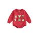 Thaisu Newborn Baby Christmas Outfit Boy Girl Casual Letter Embroidery Sweatshirt Romper Oversized Bodysuit Clothes