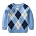 URMAGIC Toddler Boys Girl Knit Sweater Argyle Crew Neck Pullover Sweatshirt Christmas Holiday Knitwear for Kids 3-8T