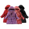 KYAIGUO Kids Teen Winter Jacket Coats for Girls Big Little Girls Mid-Length Casual Fashionable Jacket Winter Warm Snow Jacket Outerwear Baby long Fleece Hooded Cotton Coats for 4-14Y