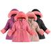 Esaierr Kids Toddler Winter Jacket Coats for Girls Baby long Fleece Hooded Cotton Coats Mid-Length Long Sleeve Casual Fashionable Jacket Winter Warmth Cotton Outerwear for 3-12 Y