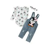 Bmnmsl Cute Penguin Themed Baby Girl Outfit: Long Sleeve Romper Overall Pants and Headband
