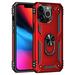 Case for Apple iPhone 13 Pro -6.1 - Red Rubberized Hybrid Protective with Shock Absorption & Built-In Rotatable Ring Stand