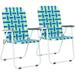 Bilot Patio Lawn Chairs Folding Set of 2 Webbed Folding Chair Outdoor Beach Chair Portable Camping Chair for Yard Garden(Blue)
