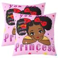 YST 22x22 inch set of 2 Pillow Covers for Girls Kawaii Afro Girl Throw Pillow Covers Cute Princess Girl Cushion Covers Kawaii Little Girl Accent Pillow Cases for Sofa Office