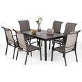 VILLA Outdoor Dining Set for 8 Patio Table and Chairs Set with 8 Padded Deep Seating Swivel Dining Chairs & Full Metal Extendable Table Outside Furniture Dining Set for Poolside La