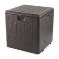 28 Gallon Deck Box Plastic Storage Box Bench with Soft Close Lid Storage Container with 2 Side Handles for Garden Pool Brown