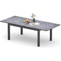 Cozyhom Patio Expandable Table for 4 to 10 Aluminum Outdoor Dining Table Rectangular Patio Metal Table with Umbrella Hole for Backyard Porch Deck ï¼† Garden Easy Assembly 63 - 92 Grey