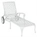 IVV Lounge Chair for Outside Patio Cast Aluminum Recliner with Adjustable Back and Rolling Wheels for Backyard Porch Pool Balcony Deck (White)