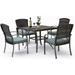 Patio Dining Table Set Garden Dining Set 7 Piece Outdoor Wicker Furniture Set for Backyard Garden Deck Poolside/Iron Slats Table Top Removable Cushions(Green)