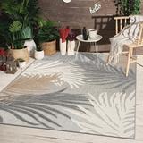 World Rug Gallery Tropical Floral Indoor/Outdoor Area Rug Gray 6 6 x 9 6 x 9 4 x 6 Outdoor Indoor Living Room Patio Dining Room Khaki