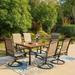 7 Pieces Patio Dining Sets Outdoor Furniture Set Including 1x 64 Rectangle Wood-Like Table Table and 6 Padded Sling Swivel Chairs Metal Dining Set for Backyard Garden Deck
