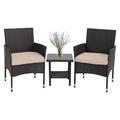 3 Piece outdoor furniture set Outdoor wicker chairs Patio rattan furniture wicker parlour set For backyard garden Balcony Poolside-Black and Beige