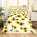 Sunshine Sunflower Duvet Cover 3pcs Soft Comforter Cover for Women Girls Morden Black Floral Bedding Set 1 Duvet Cover+2 Pillow Shams Queen Size