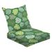 2-Piece Deep Seating Cushion Set Green tropical pattern decor seamless fabric Floral jungle ornament Outdoor Chair Solid Rectangle Patio Cushion Set