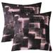 YST Geometric Set of 2 Throw Pillow Covers 22x22 Inch Pink Black Pillow Covers For Kids Glowing Light Abstract Geometry Lattice Cushion Covers Modern Square Blocks Cushion Cases