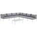 Afuera Living 8-Piece Outdoor Patio Aluminum Sectional Sofa Set in White/Gray