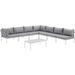 Afuera Living 8-Piece Outdoor Patio Aluminum Sectional Sofa Set in White/Gray