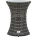 LLBIULife Poly Rattan Patio Side Table in Drum Shape with Tempered Glass Top - Weather Resistant Outdoor for Patio Balcony or Garden Gray