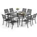 9 PCS Outdoor Patio Dining Set 8 Metal Chairs and 1 Square Dining Table with 1.57 Umbrella Hole Furniture Sets for Lawn Backyard Garden
