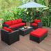 Patio Furniture Set 6 Pieces Outdoor Furniture Sets Patio Couch Outdoor Chairs Coffee Table Peacock Blue Anti-Slip Cushions and Waterproof Covers