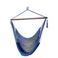 Hammock Chair Cotton Rope Handwoven Hanging Chair with a Loop-end Top Swing Chair with Wood Spreader Bar Hold Up to 330 lbs Blue