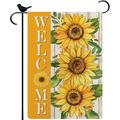 YCHII Bee Happy Garden Flag Vertical Double Sided Blooming Flowers Three Gnomes Garden flag Spring Summer Rustic Farmhouse Yard Outdoor Decoration