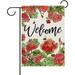 HGUAN Welcome Spring Summer Geranium Decorative Garden Flag Red Flower Floral Bee Yard Outside Home Decorations Seasonal Outdoor Small Decor Double Sided