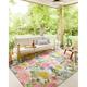 Alexander Home Botanical Garden Indoor / Outdoor Area Rug 5 -3 x 7 -8 - Ivory / Pink / Yellow