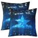Set Of 2 Blue Ombre Stars Cushion Covers 18x18 Inch Polka Dot Pattern Throw Pillow Covers For Adults Starry Sky Pillow Covers Glitter Galaxy Decorative Pillow Covers Reversible Soft Sofa Couch