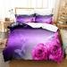 Purple Flower Duvet Cover Set Double Bed 200x200 Thin Floral Bedding Set 3PCS 2PCS with Pillowcase Single Quilt Cover 220x240