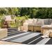 Alpine Rug Co. Jackson Collection - Grey/ Black Striped Indoor/Outdoor Rug 5 3 x 7 7