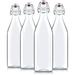 Giara Swing Top Bottles 33 Â¾ Ounce-4 Pack Round Clear Glass Grolsch Top Bottle With Stopper For Beverages Smoothies Kefir Beer Soda Juicing Kombucha Water Milk And Vinegar