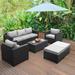 Pieces Patio Wicker Furniture Set Outdoor PE Rattan Conversation Couch Sectional Chair Sofa Set with Royal Blue Cushion