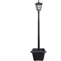 OUWI Solar Lamp Post Light ST4311AHP Waterproof Aluminum Bright LED Outdoor Post Lights with Planter for Lawn Yard Porch Patio Walkway Landscape Garden Decor (Black Lamp+Planter)