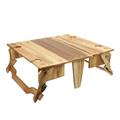 Folding Picnic Table 2 in 1 Small Picnic Table Picnic Wooden Storage Basket Convertible Basket Glasses Holder Table for Home Outdoor