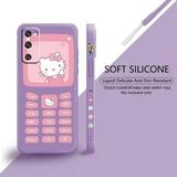 Square Liquid Case For Samsung Galaxy S22 S21 S20 FE Ultra S10 S9 S8 Plus S10e Note 20 10 Lite Hello Kitty Kuromi Phone Number