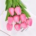 XMMSWDLA 10 Pcs Fake Tulips Artificial Flowers Real Touch Pink 13.4 Silk Flower for Home Kitchen Decor Easter Spring Mother S Day Wedding Bouquet Decorations Office Floral Arrangements