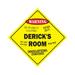 Derick s Room Sign Crossing Zone Xing | Indoor/Outdoor | 14 Tall kids bedroom decor door children s name boy girl