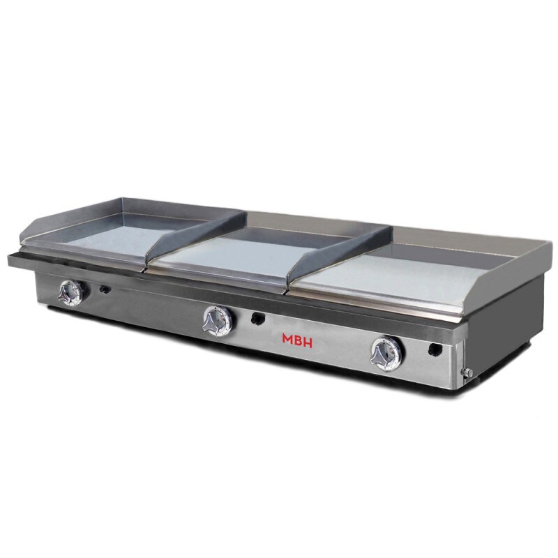 MBH - MAQUINARIA BAR HOSTELERIA MBH - Gasgrill Bratplatte drei Zonen 400x400 mm Hartchrom für die Gastronomie. Zwei-Zonen Fry Top aus laminiertem Stahl für Bars und Restaurants. Image
