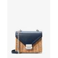 Michael Kors Whitney Small Wicker Shoulder Bag Blue One Size