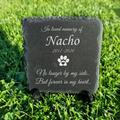 Custom Made Pet Memorial Plaque Real Stone Slate Dark Grey Garden 10x10 cm 4'x4'