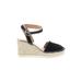 Crown Vintage Wedges: Espadrille Platform Boho Chic Black Shoes - Women's Size 7 1/2 - Almond Toe