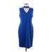 Calvin Klein Casual Dress - Sheath Mock Sleeveless: Blue Solid Dresses - Women's Size 10