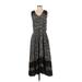 Ranna Gill Casual Dress - Midi V Neck Sleeveless: Black Floral Dresses - Women's Size Small