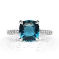 2 Ct London Blue Topaz Engagement Ring, Hidden Halo Moissanite Wedding Cushion Cut Anniversary 14K Solid Gold Ring